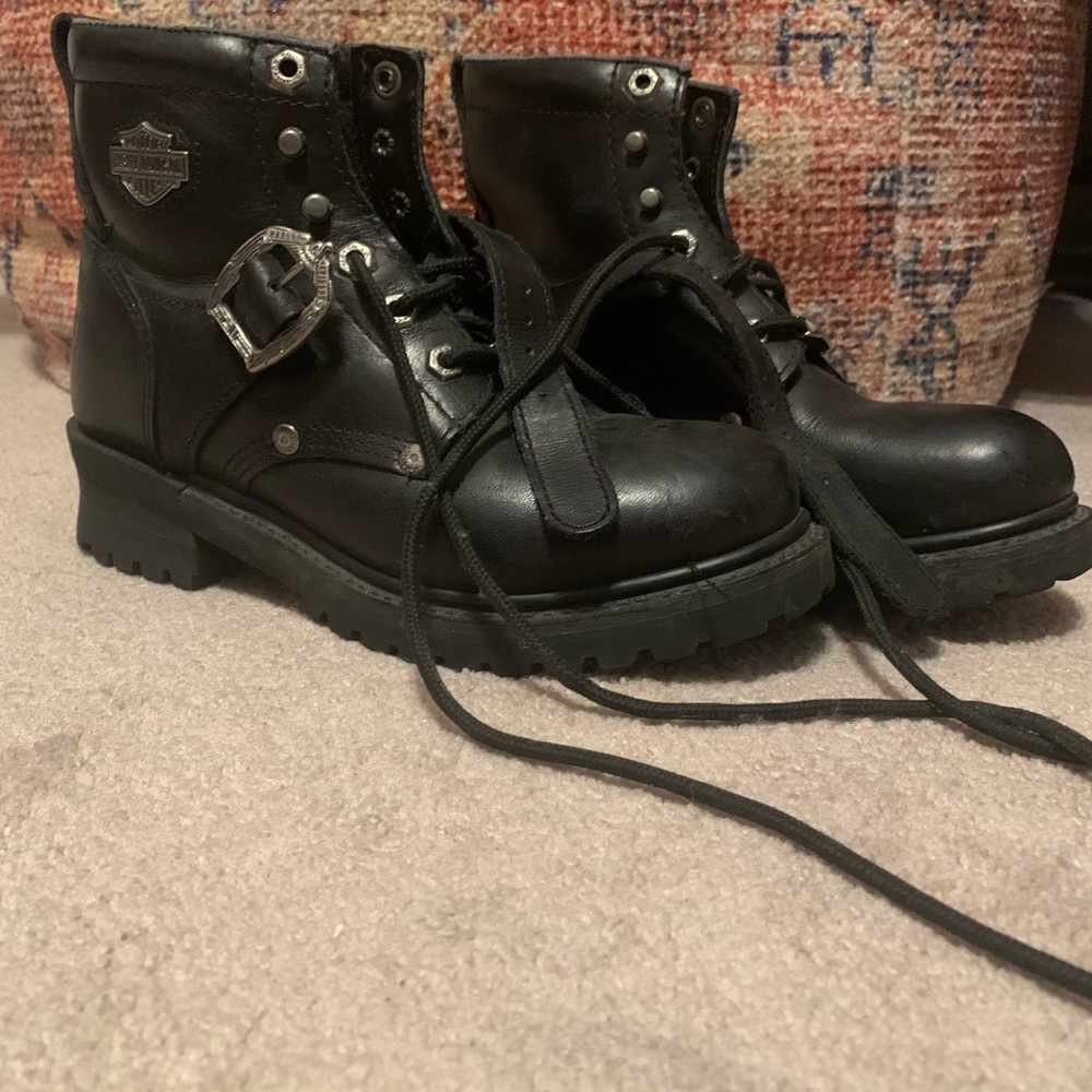 Harley-Davidson Black Leather Combat Boots